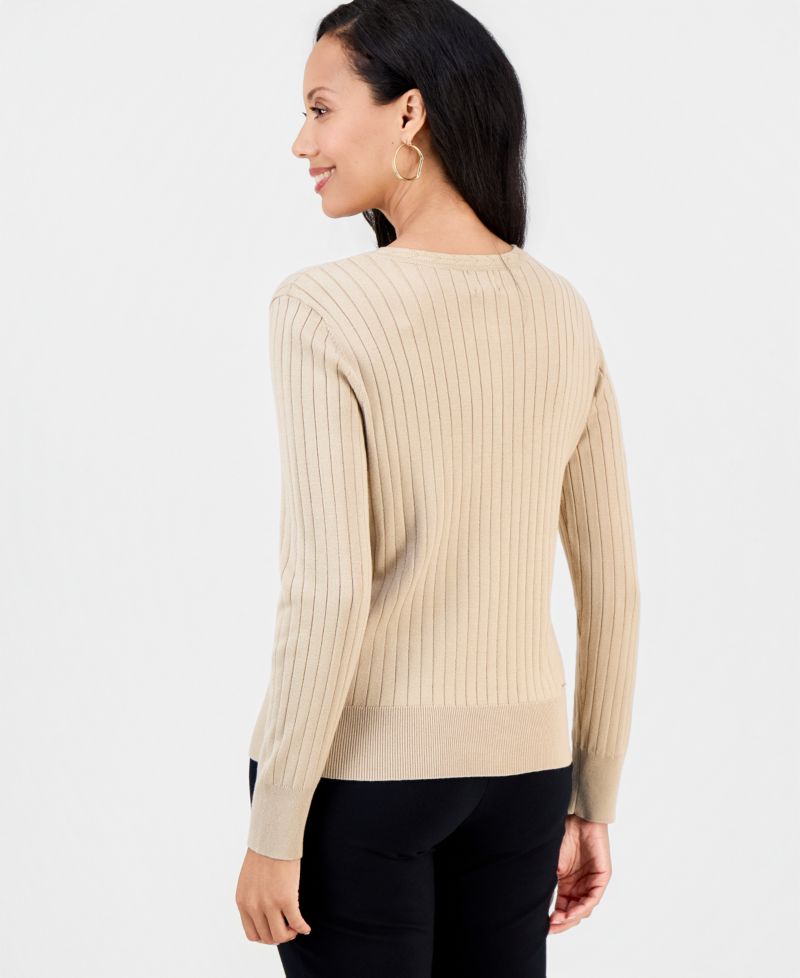 Petite Ribbed Button-Down Cardigan Sweater