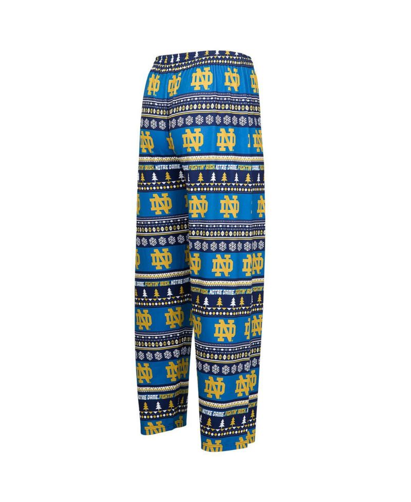Men's Navy Notre Dame Fighting Irish Swivel Long Sleeve T-Shirt Pants Sleep Set