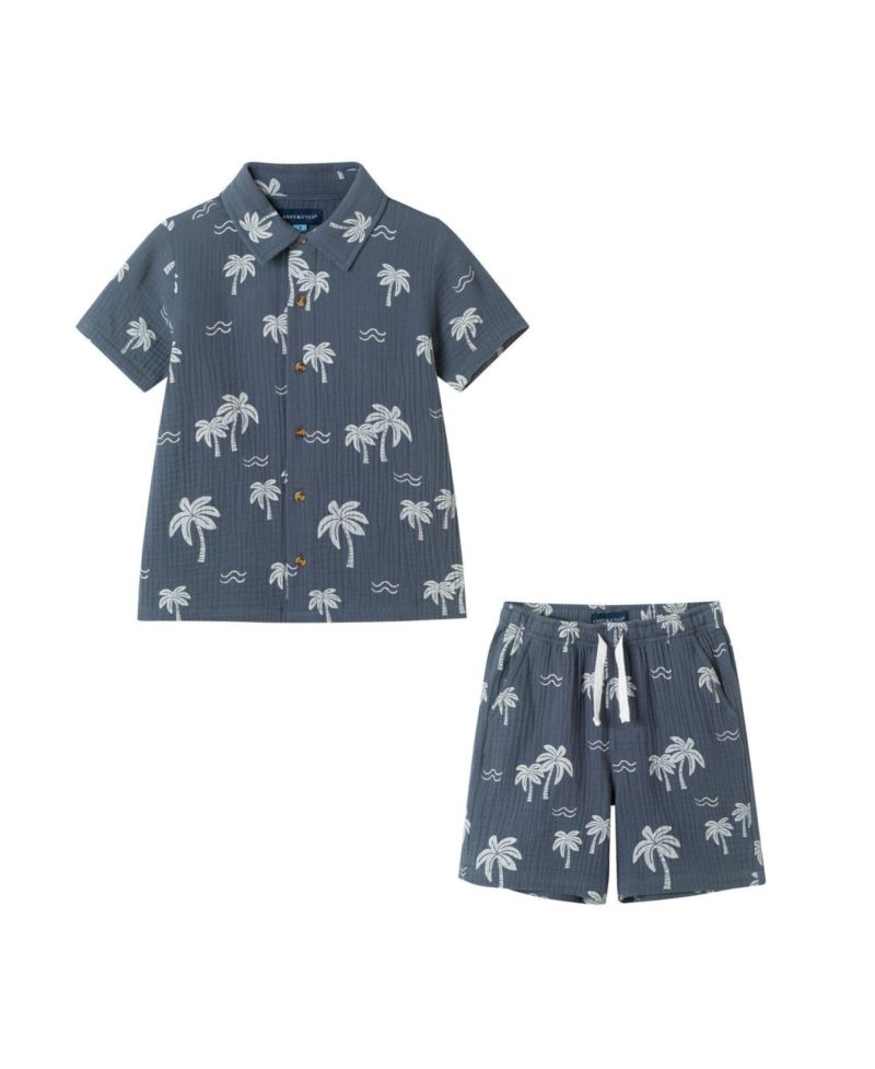 Big Boys Little/Big Tropical Palm Tree Gauze Set
