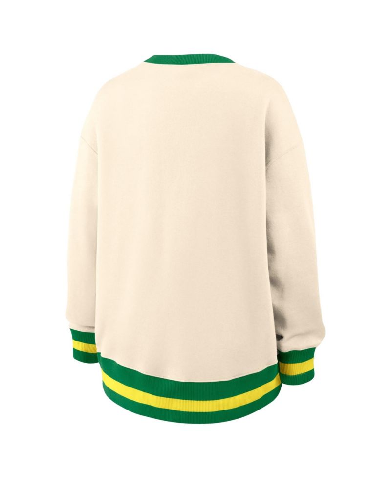 Women's Natural Oregon Ducks Oversized Legacy Arch Phoenix Sweatshirt