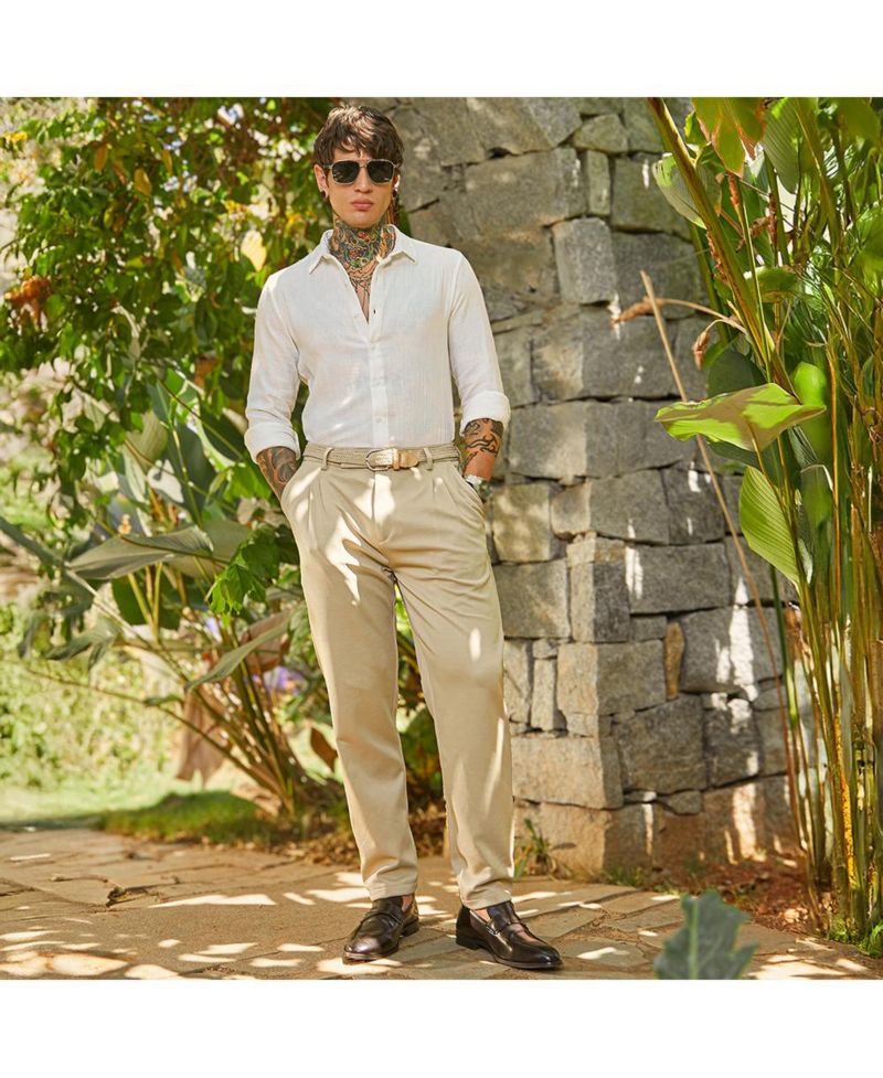 Men's Daisy White Breezy-Weave Shirt