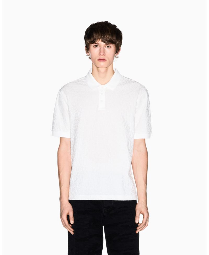 Men's Short Sleeve Mercerized Cotton All Over Logo Print Polo Shirt