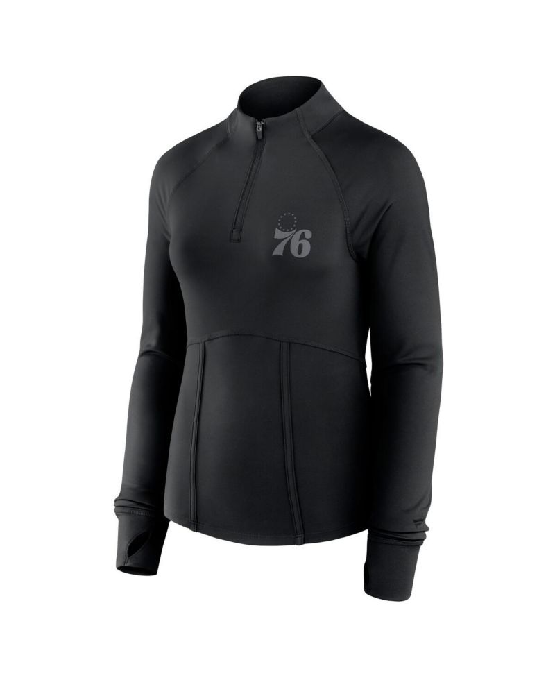 Women's Black Philadelphia 76ers Elements Match Raglan Quarter-Zip Top