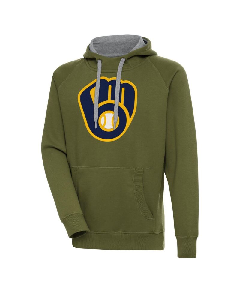 Men's Olive Milwaukee Brewers Victory Pullover Hoodie