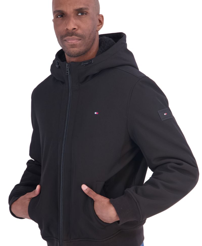 Men's Sherpa Lined Soft Shell Bomber Jacket