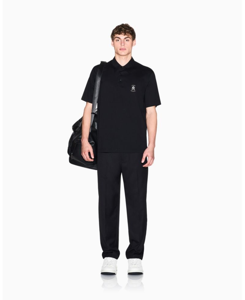 Men's Short Sleeve Mercerized Cotton Logo Polo Shirt