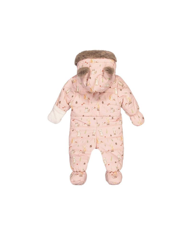 Baby Girls (3m- 18m) One Piece Snowsuit Adapted for Car Seats Animal Print