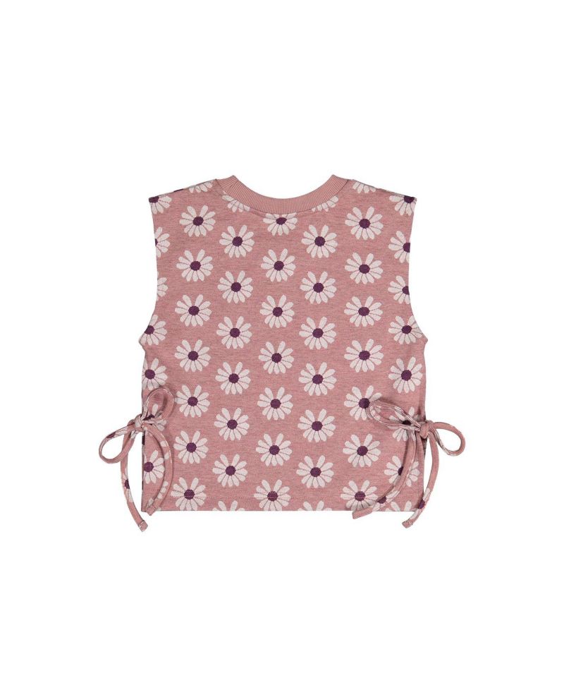 Little and Big Girl 6-12 Jacquard Vest Printed Flowers