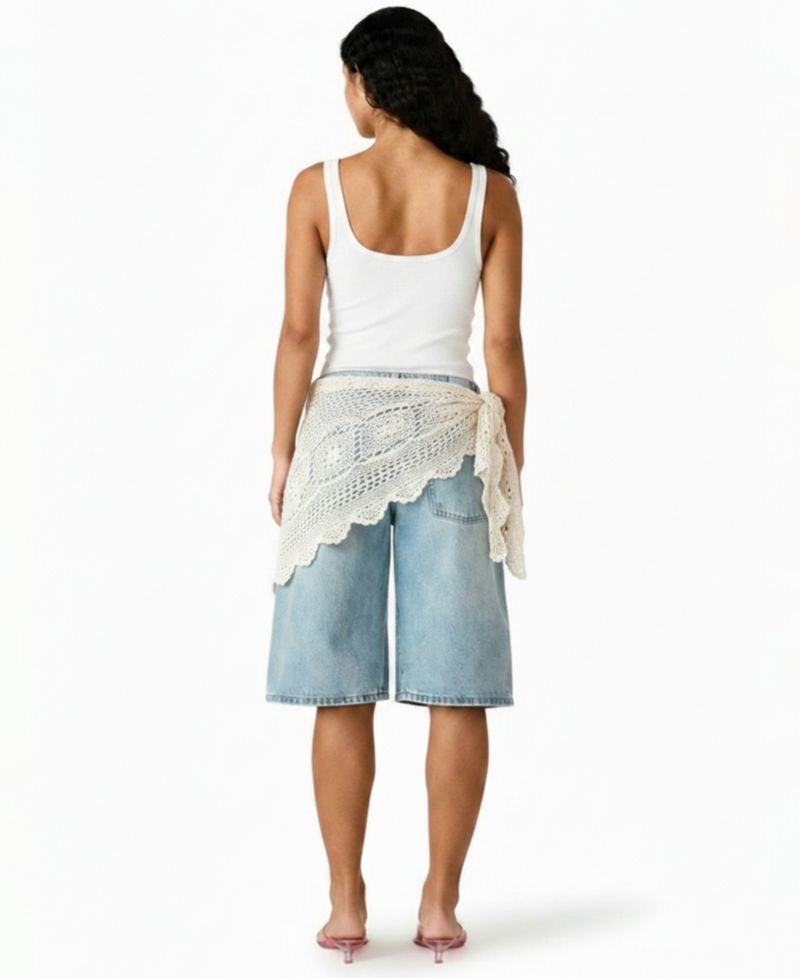 Women’s Kesha Crochet Scarf-Detail Shorts