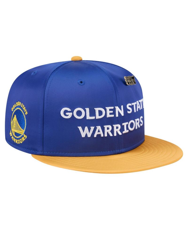 Men's Royal/Gold Golden State Warriors Throwback Satin Vintage Pin Two-Tone 59FIFTY Fitted Hat