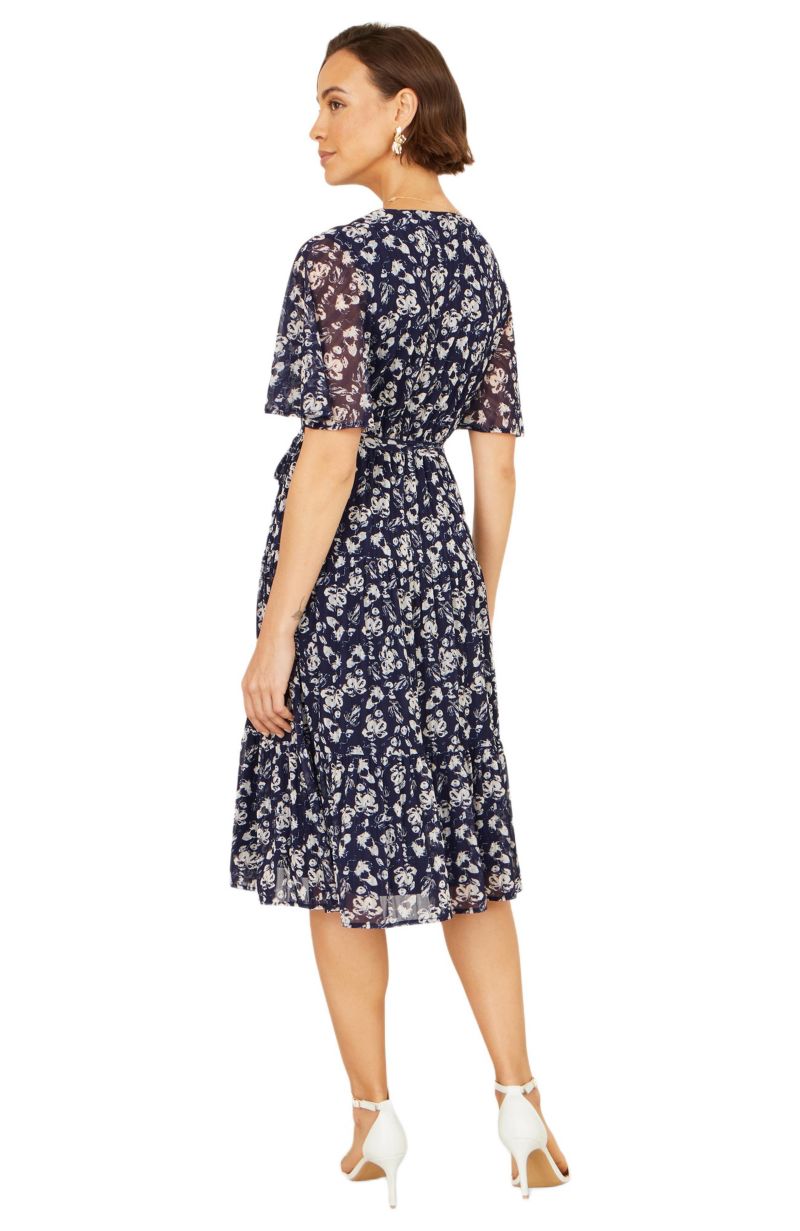 Women's Floral Mesh Wrap Dress