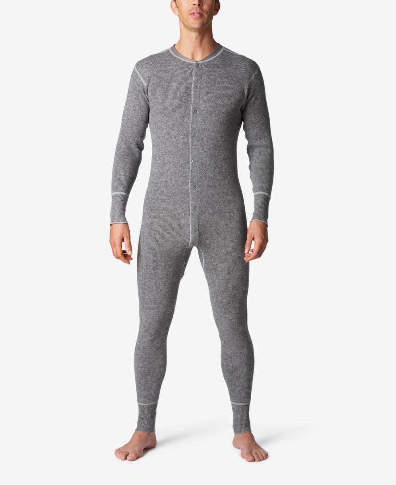 Men's Heavy Weight Rib Knit Wool Long Sleeve Onesie