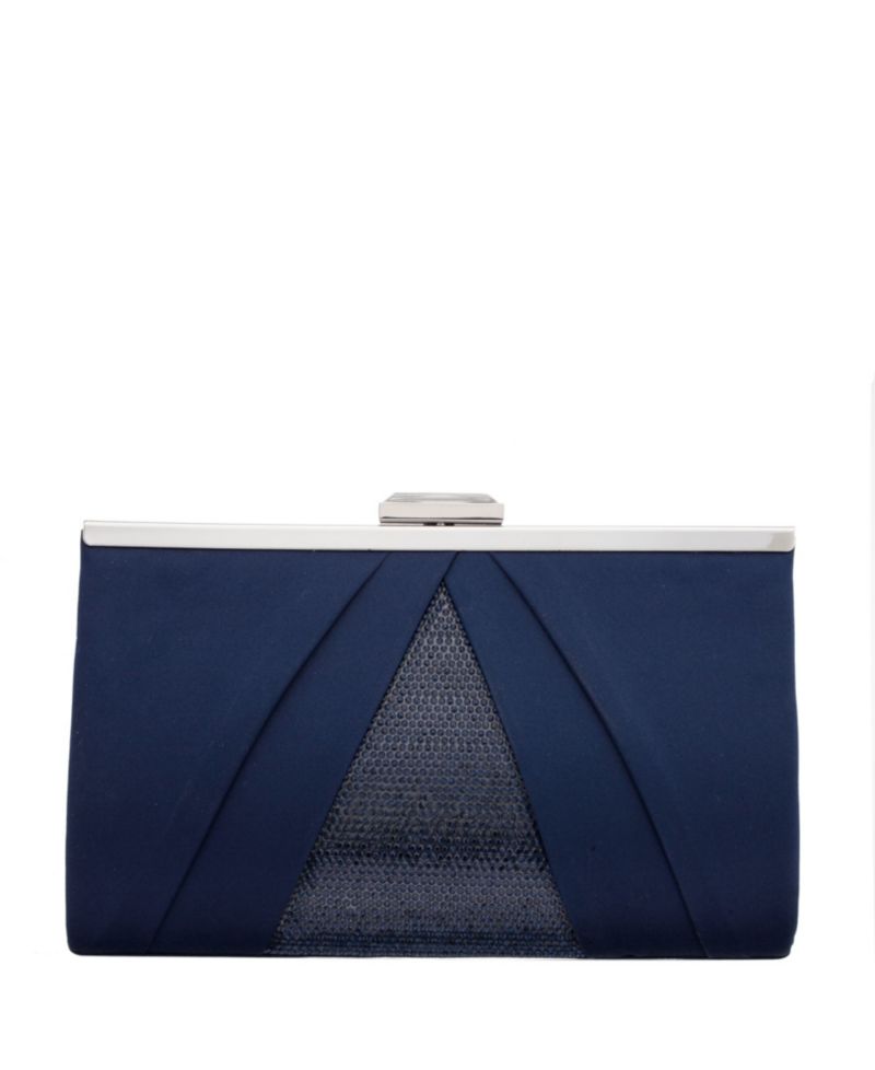 Women's Pleated Stain Crystal Frame Clutch