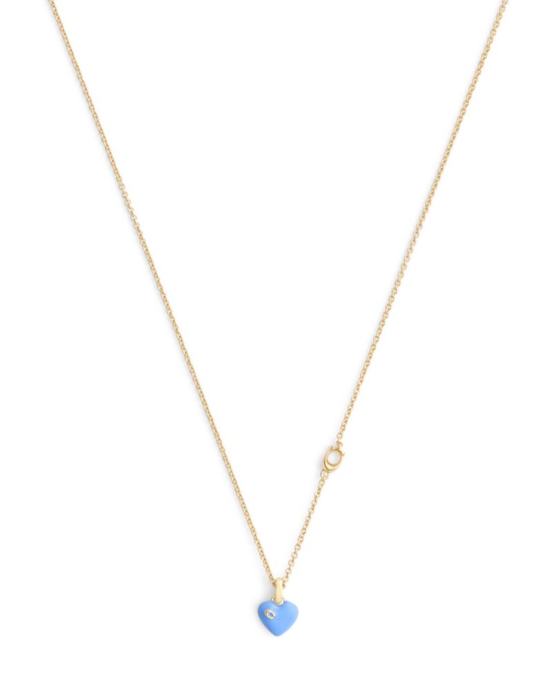 Faux-Stone Signature C Enamel Heart Pendant Necklace