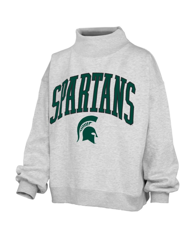 Women's Michigan State Spartans Nelson Texture Lingo Oversized Mock Neck Graphic Fleece Sweatshirt