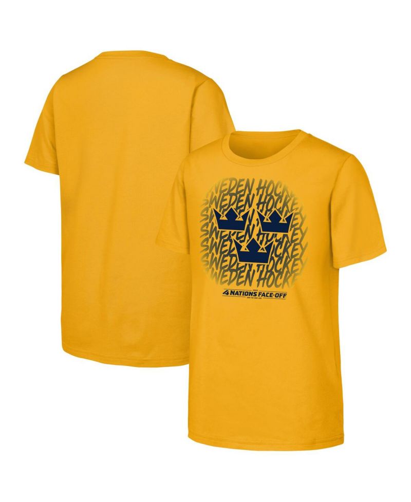 Big Boys and Girls Gold Sweden 2025 4 Nations Face-Off Game Time T-Shirt