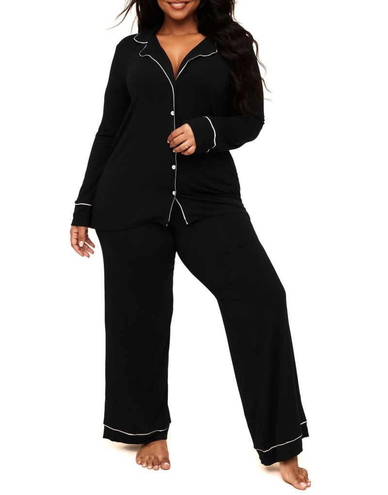 Plus Size Matilda Long Sleeve Top and Pants Pajama Set