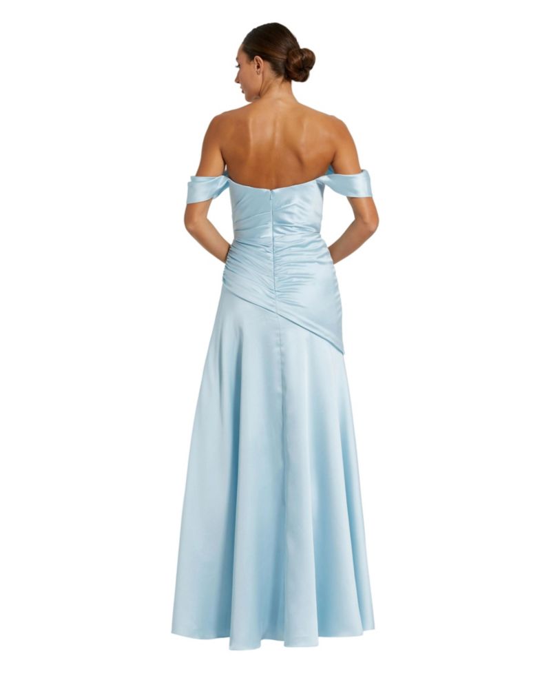 Women's Off-Shoulder Satin Crossover Gown