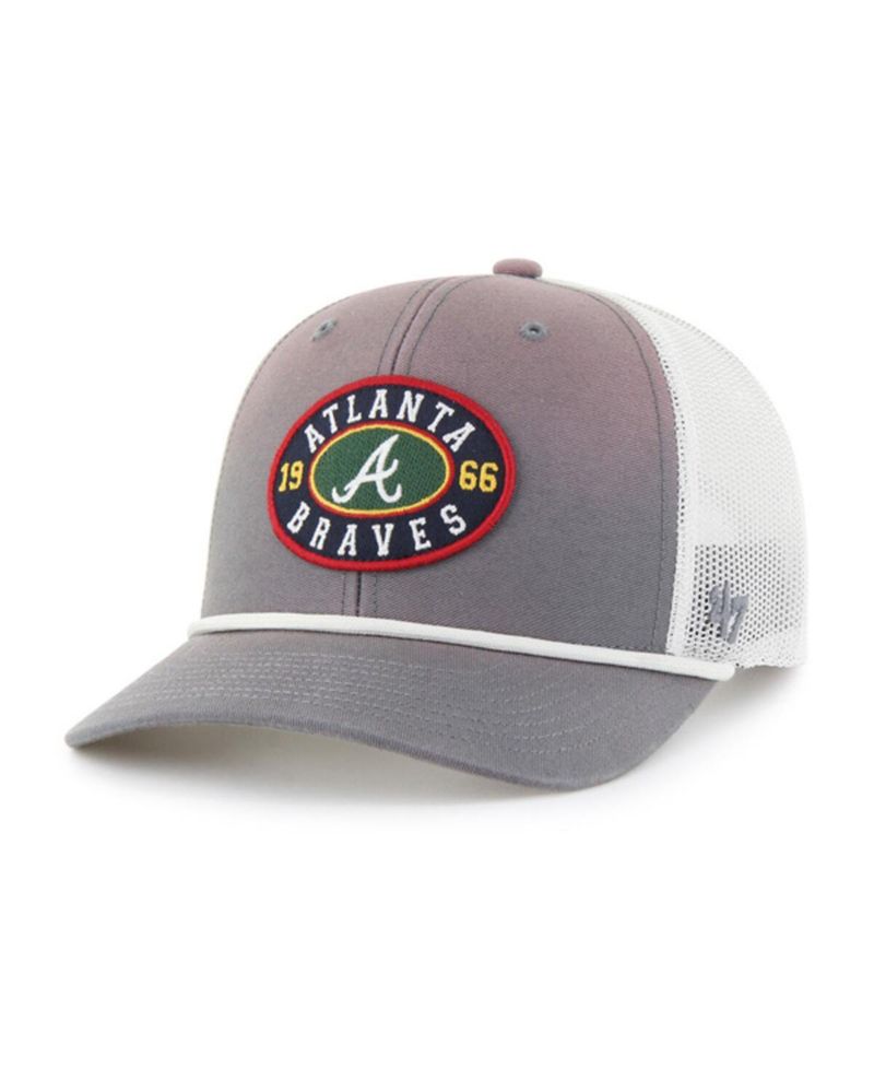 Men's Gray/White Atlanta Braves Tide Sweep Rope Trucker Adjustable Hat