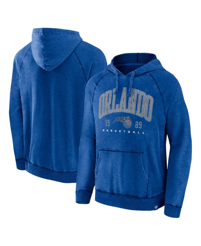 Men's Heather Blue Distressed Orlando Magic Foul Trouble Snow Wash Raglan Pullover Hoodie