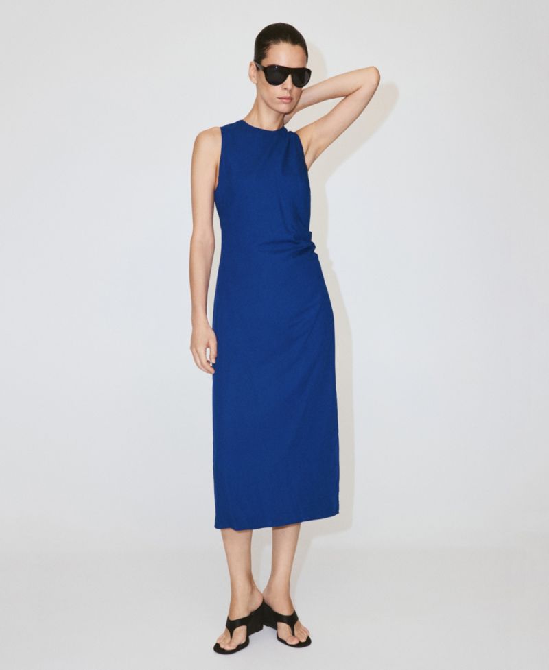 Women's Side-Ruched Midi Dress