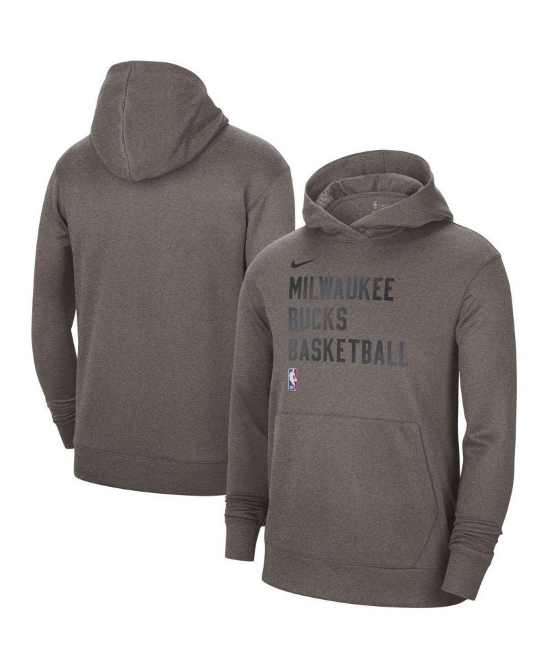 Men's and Women's Olive Milwaukee Bucks 2023/24 Performance Spotlight On-Court Practice Pullover Hoodie