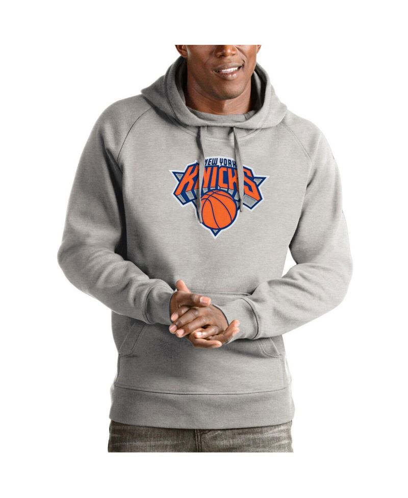Men's Heather Gray New York Knicks Team Logo Victory Pullover Hoodie