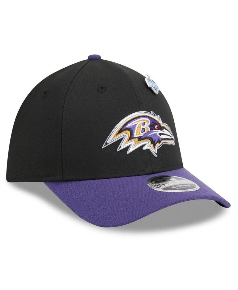 Men's Black/Purple Baltimore Ravens 2026 NFL Draft 39THIRTY M-Crown Flex Hat