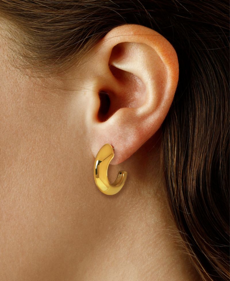 Sculptured Large Ram Horn Hoop Earrings in 14k Yellow Gold