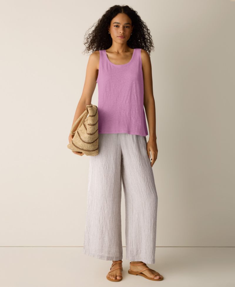 Women's Linen Scoop Neck Sleeveless Tank Top