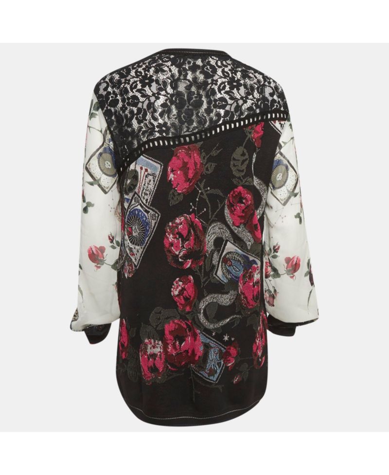 Women's Mixed-Media Floral and Tarot Print Pullover