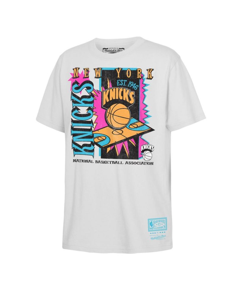 Big Boys and Girls White New York Knicks Neon Court Shock T-Shirt