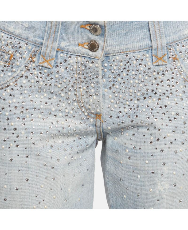 Women's Mid-Rise Rhinestone Boot-Cut Jeans