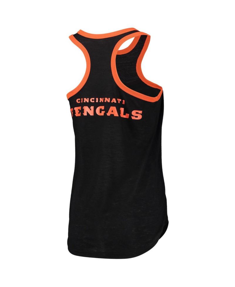 Women's Black Cincinnati Bengals Tater Burnout Tank Top