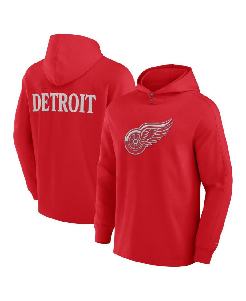 Men's Red Detroit Red Wings Elements Blaze Tri-Blend Long Sleeve Hoodie T-Shirt