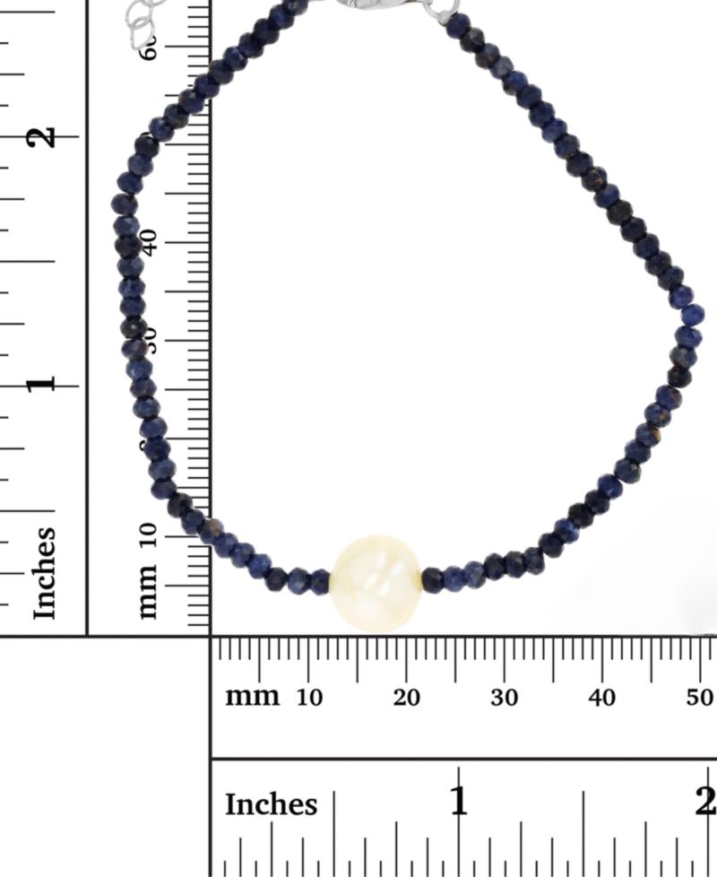 Rondelle and Freshwater Pearl Beaded Anklet in Sterling Silver