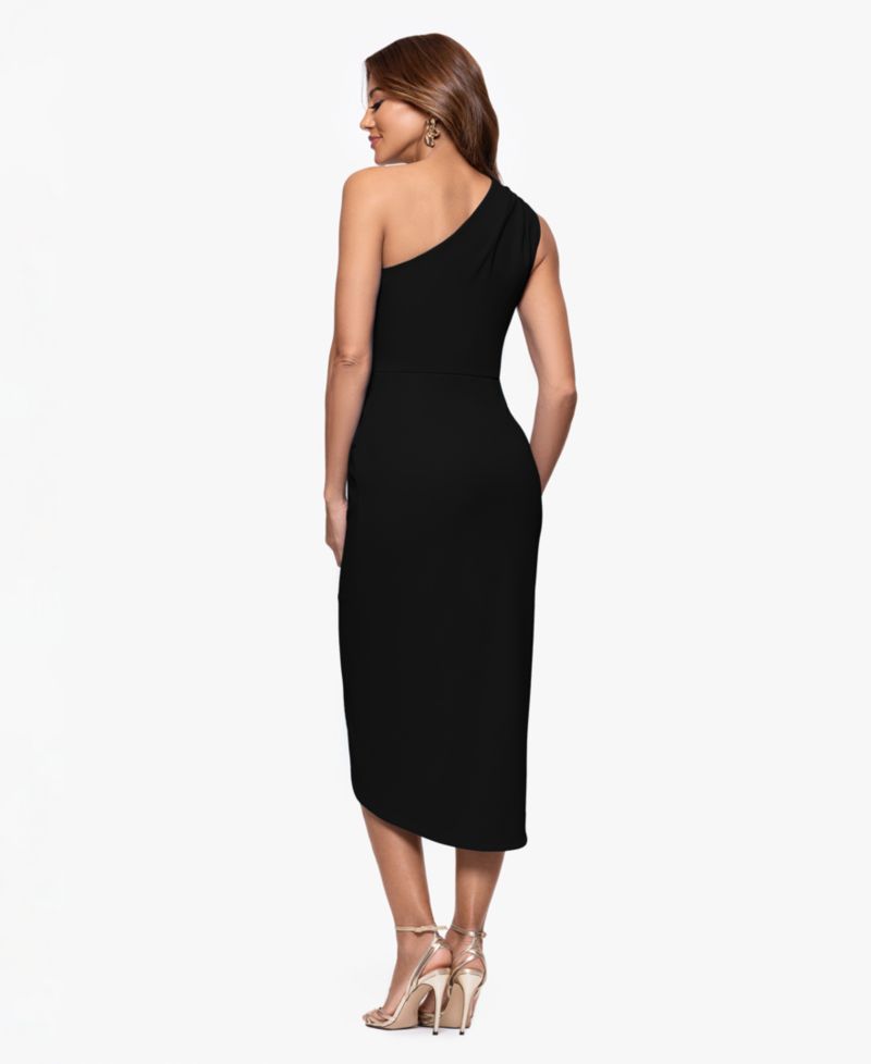 Women's One-Shoulder Ruched Midi Dress