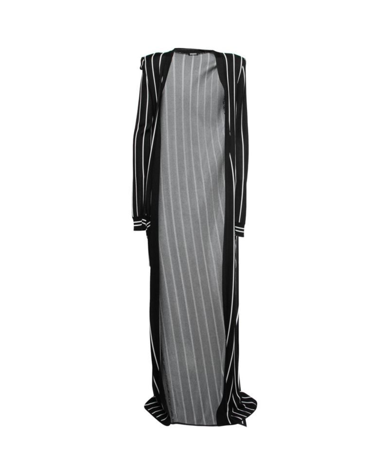 Women's Striped Knit Long Open Cardigan