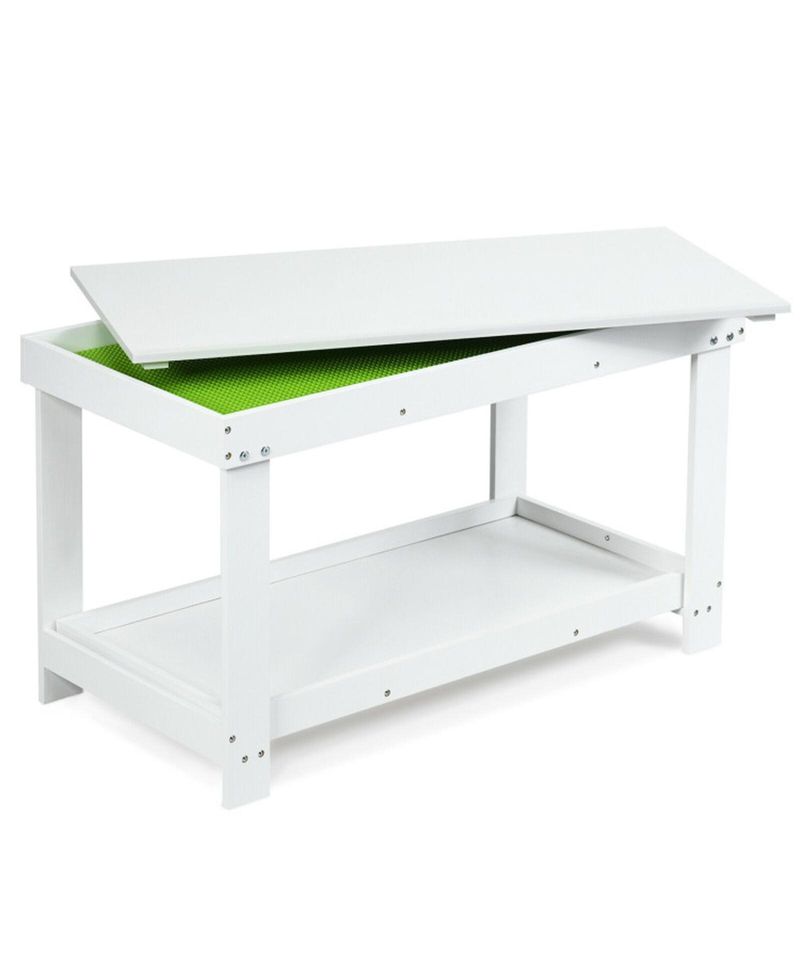 Multifunctional Wood Kids Activity Play Table with Storage Shelf