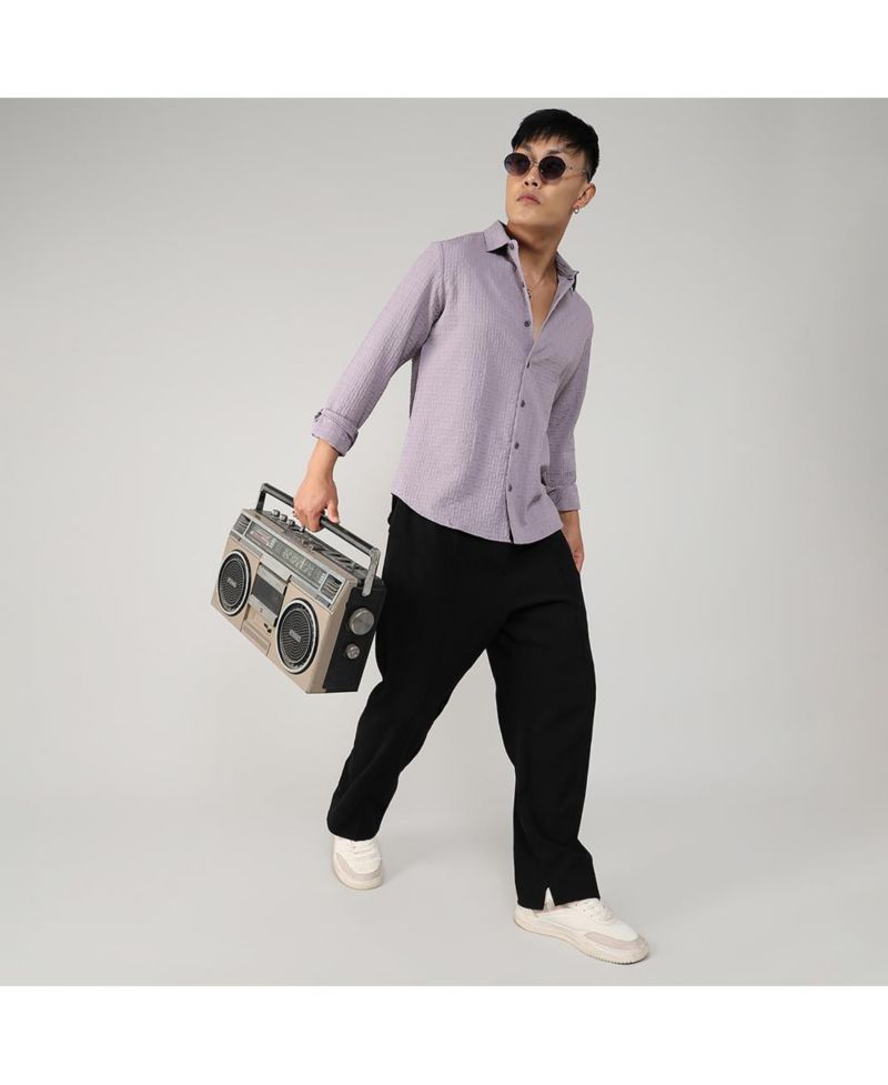 Men's Lavender Textured Weave Shirt