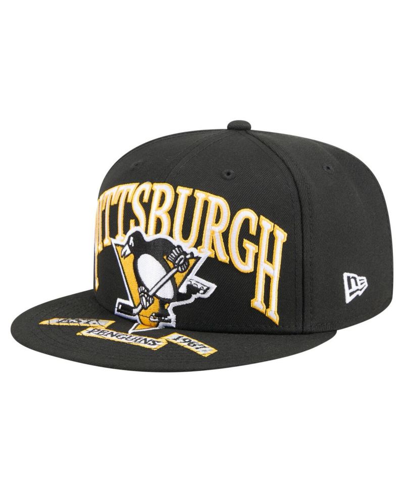 Men's Black Pittsburgh Penguins Oversized Arch 59Fifty Fitted Hat