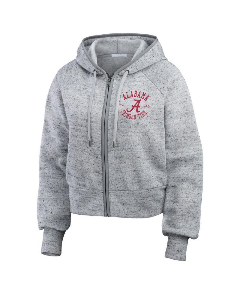Women's Heather Gray Alabama Crimson Tide Wear Speckle Double-Hit Raglan Full-Zip Hoodie