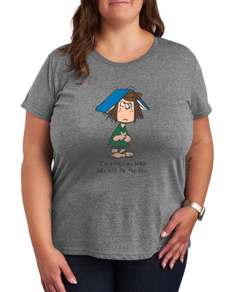 Plus Size Peanuts Peppermint Patty Brain Left for the Day Graphic T-Shirt