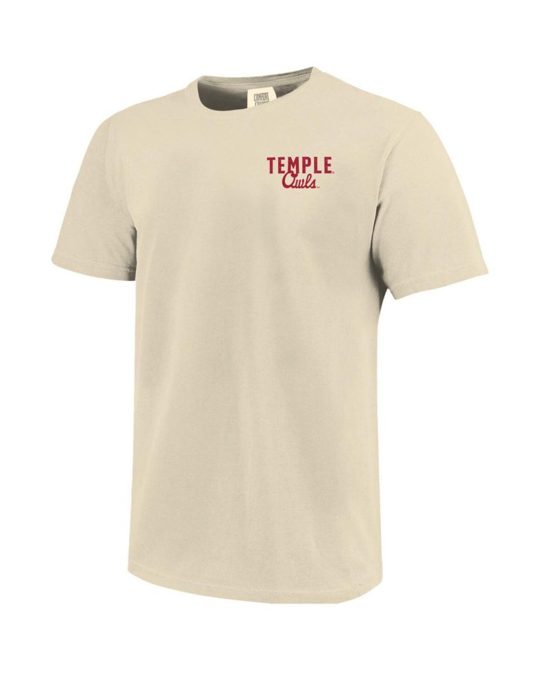 Men's Cream Temple Owls Comfort Colors Mascot Overlay T-Shirt