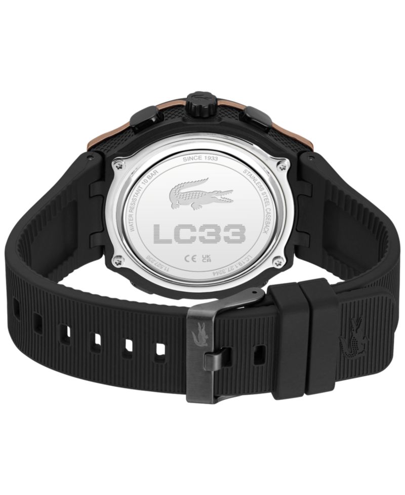 Men's Quartz LC33 Black Silicone Strap Watch 44.8mm