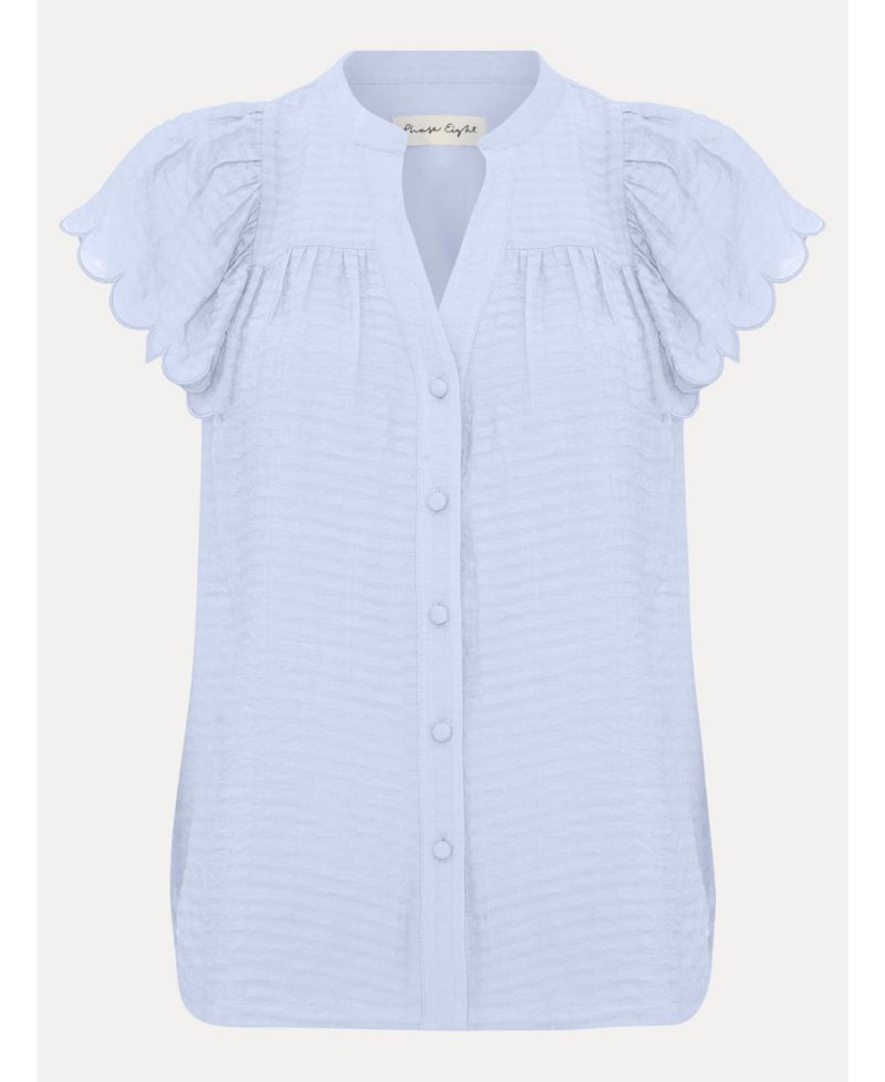 Women's Aleasha Scallop Sleeve V-Neck Blouse