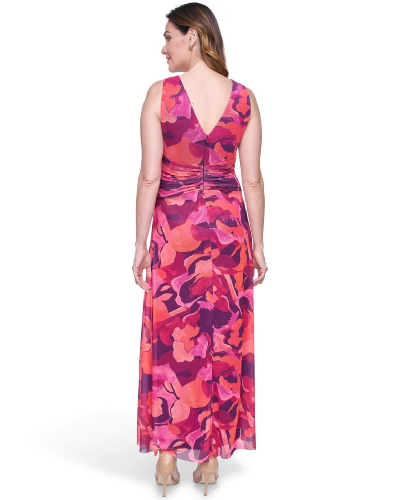 Petite V-Neck Ruched Waist Maxi Dress