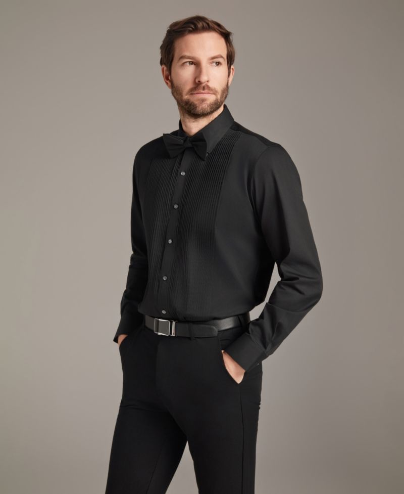 Men's Slim Fit Pleated Tuxedo Shirt