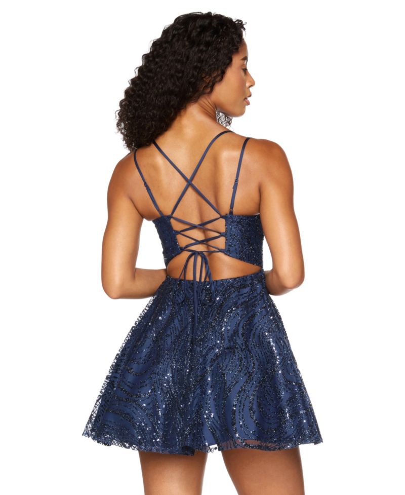 Juniors' Lace Sweetheart Double-Strap Dress