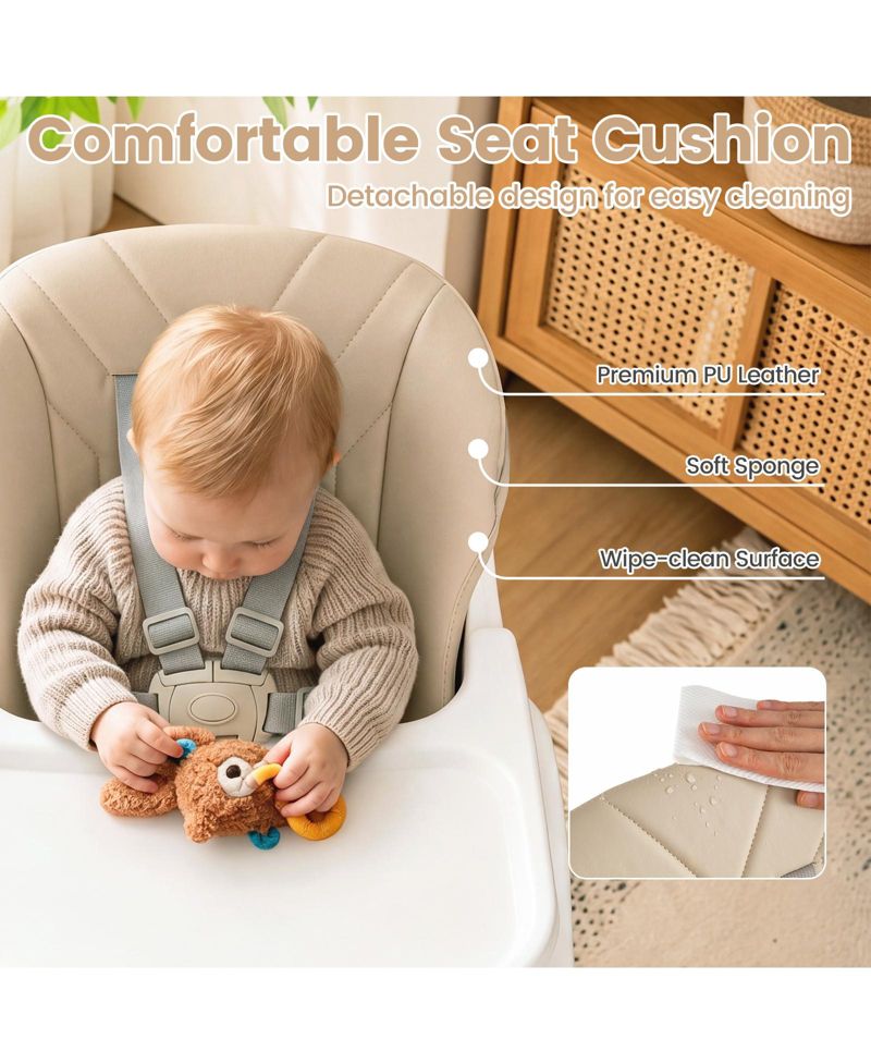 7-in-1 Convertible Adjustable Tray and Adjustable Heights High Chair